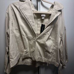 Lane Bryant Venezia Beige Cropped Cotton Blazer Jacket 18/20